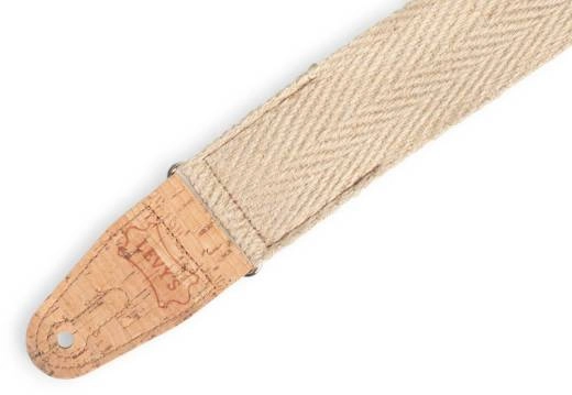 2\'\' Hemp Guitar Strap with Natural Cork Ends - Natural