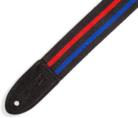 1.5\'\' Children\'s Guitar Strap - Black/Blue/Red Racing Stripe