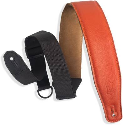 2.5\'\' Garment Leather Right Height Guitar Strap - Orange