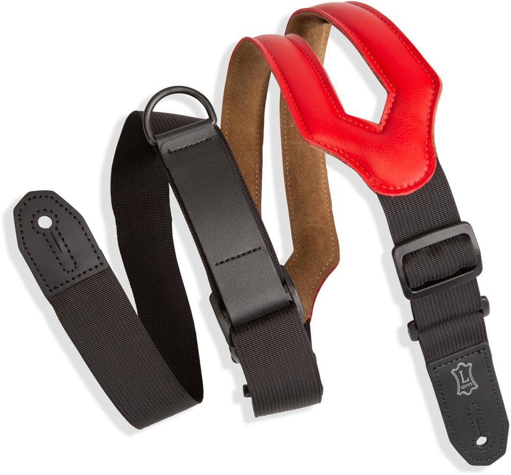 3\'\' Ergonomic Garment Leather Right Height Guitar Strap - Red