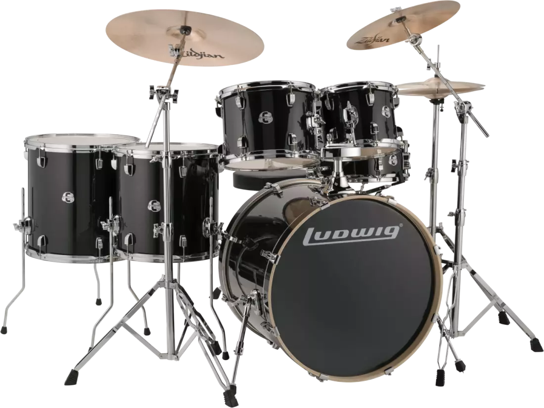 Evolution 6-Piece Drum Kit with Hardware and I Series Cymbals (22, 10, 12, 14, 16, SN) - Black Sparkle