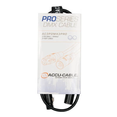 Accu Cable - Pro Series 3 Pin DMX Cable - 3 Foot