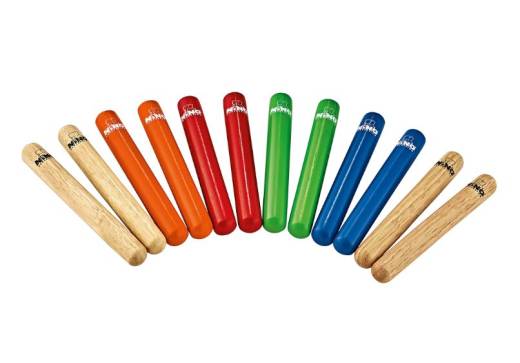 Meinl - Nino Multi-Coloured Clave Pack, 6 Pairs