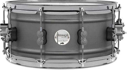 Pacific Drums - Concept Series 6.5x14 Gun Metal Over Steel Snare with Black Nickel Hardware