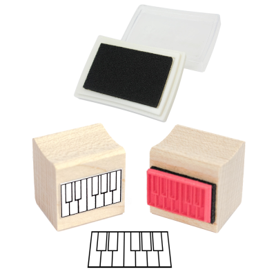 Mini Piano Diagram Rubber Stamp & Ink Pad