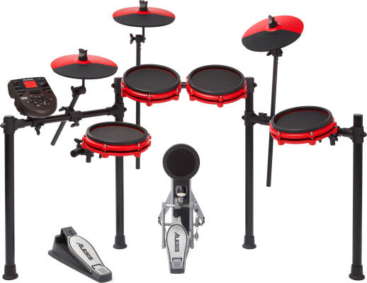 Nitro Mesh Kit - 8-Piece Electronic Drum Kit with Mesh Pads - Special Edition Red