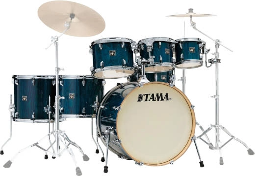 Tama - Superstar Classic Exotic 7-Piece Shell Pack (22,8,10,12,14,16,SD) - Gloss Sapphire Lacebark Pine