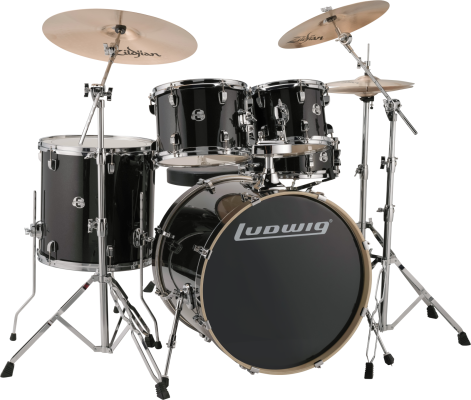 Evolution 5-Piece Drum Kit with Hardware and I Series Cymbals (22, 10, 12, 16, SN) - Black Sparkle