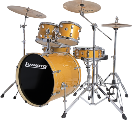Evolution 5-Piece Drum Kit with Hardware and I Series Cymbals (22, 10, 12, 16, SN) - Gold Sparkle