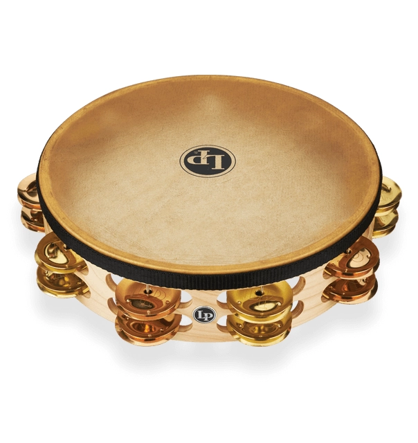 LP Pro 10 inch Double Row Tambourine w/Head - Brass/Bronze