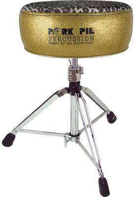 Pork Pie Percussion - Round Seat Drum Throne  - Gold Sparkle/Leopard Top