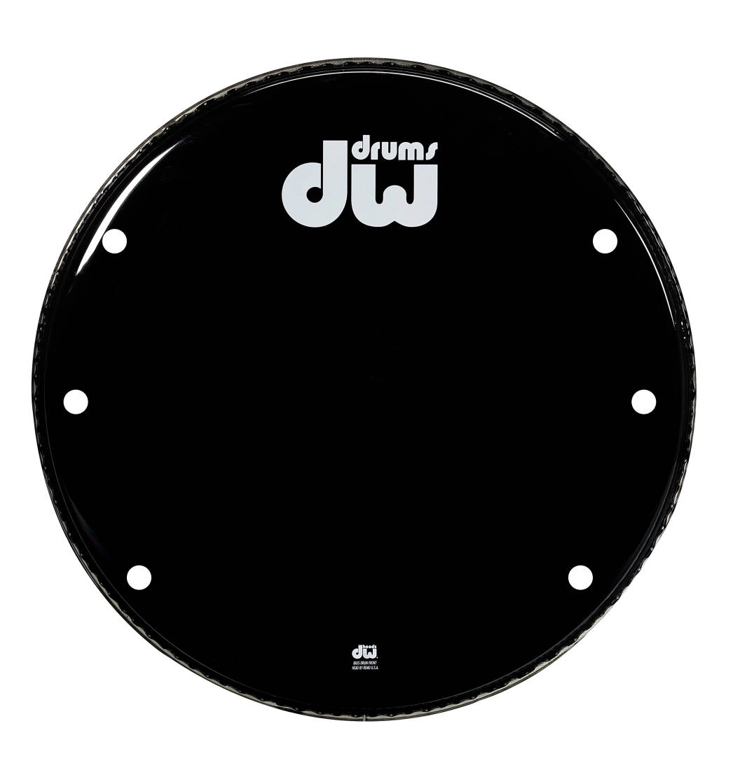 Gloss Black Vented Bass Drum Resonant Side Head - 22 inch