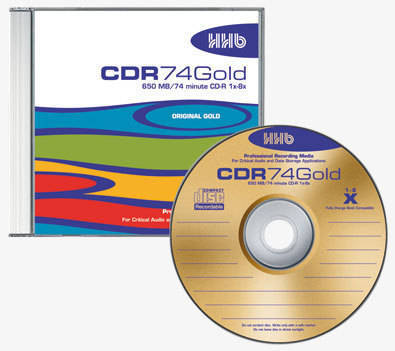 HHB Gold CD-R  with 100 Year Archive Potential - 650 Mb 74 Minute 1x-8x