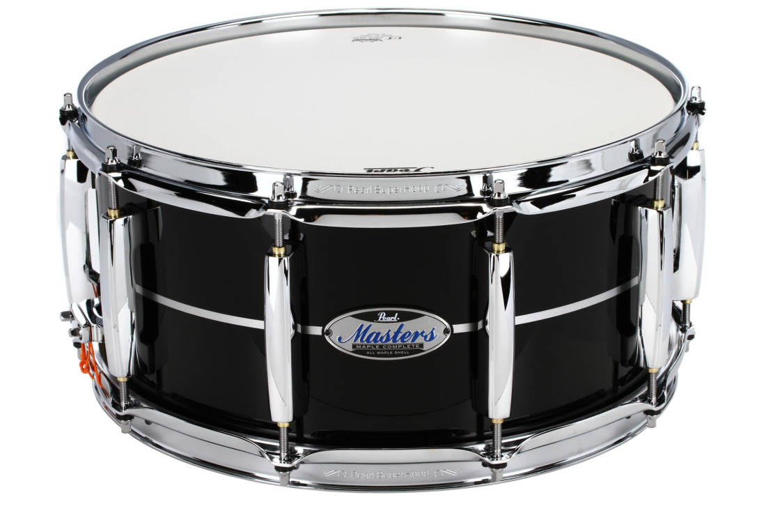 Masters Maple Complete 6.5x14\'\' Snare Drum - Piano Black with Silver Stripe