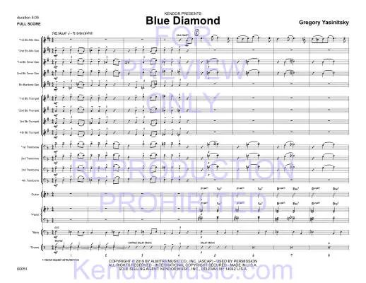 Blue Diamond - Yasinitsky - Jazz Ensemble/Solo Alto Saxophone - Gr. Easy