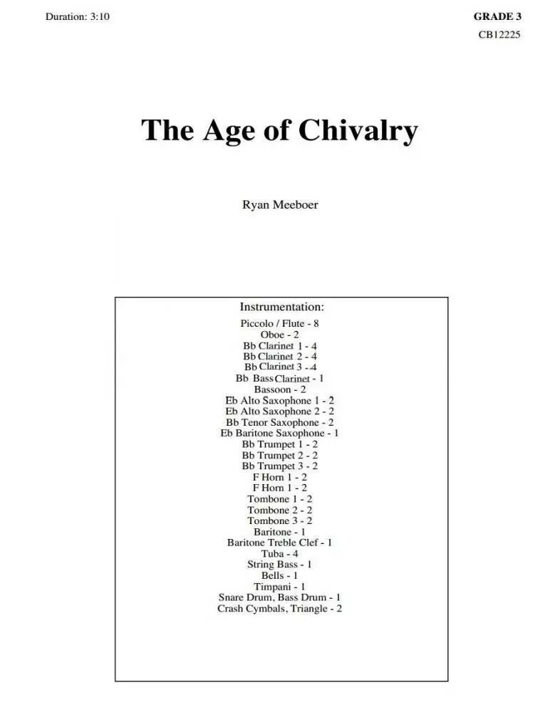 The Age Of Chivalry - CB - Meeboer - Grade 3