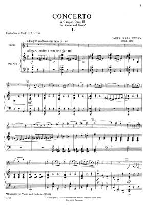 Concerto in C major, Opus 48 - Kabalevsky/Gingold - Violin/Piano - Sheet Music