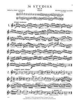 36 Studies, Opus 20 - Kayser/Gingold - Violin - Book