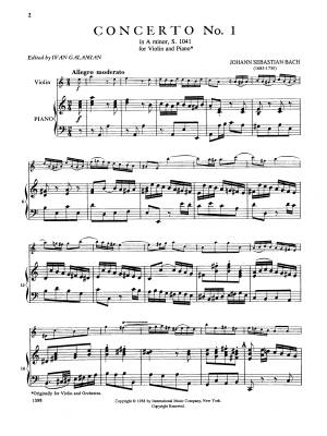 Concerto No. 1 in A minor, S. 1041 - Bach/Galamian - Violin/Piano - Sheet Music