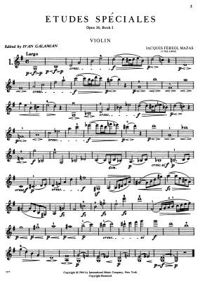 Etudes Speciales, Opus 36, No. 1 - Mazas/Galamian - Violin - Book