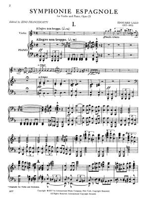 Symphonie Espagnole, Opus 21 - Lalo/Francescatti - Violin/Piano - Sheet Music
