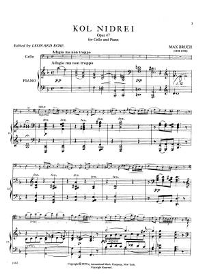 Kol Nidrei, Opus 47 - Bruch/Rose - Cello/Piano - Sheet Music