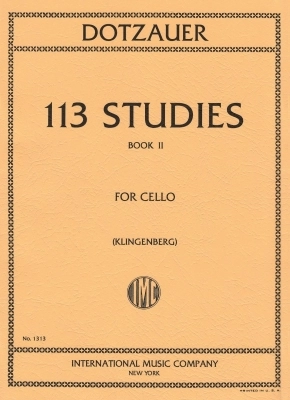 International Music Company - 113 Studies in Four Volumes, Volume II - Dotzauer/Klingenberg - Cello - Book