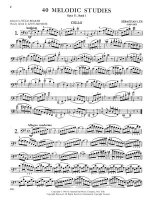 40 Melodic Studies, Opus 31: Volume I - Lee/Rose - Cello - Book