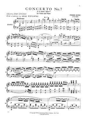 Concerto No. 7 in A minor, Opus 9 - Rode /Wieniawski /Gingold - Violin/Piano - Sheet Music