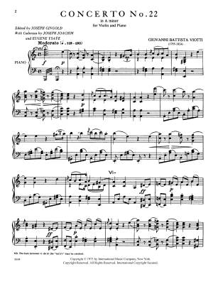 Concerto No. 22 in A minor - Viotti /Joachim /Ysaye /Gingold - Violin/Piano - Sheet Music
