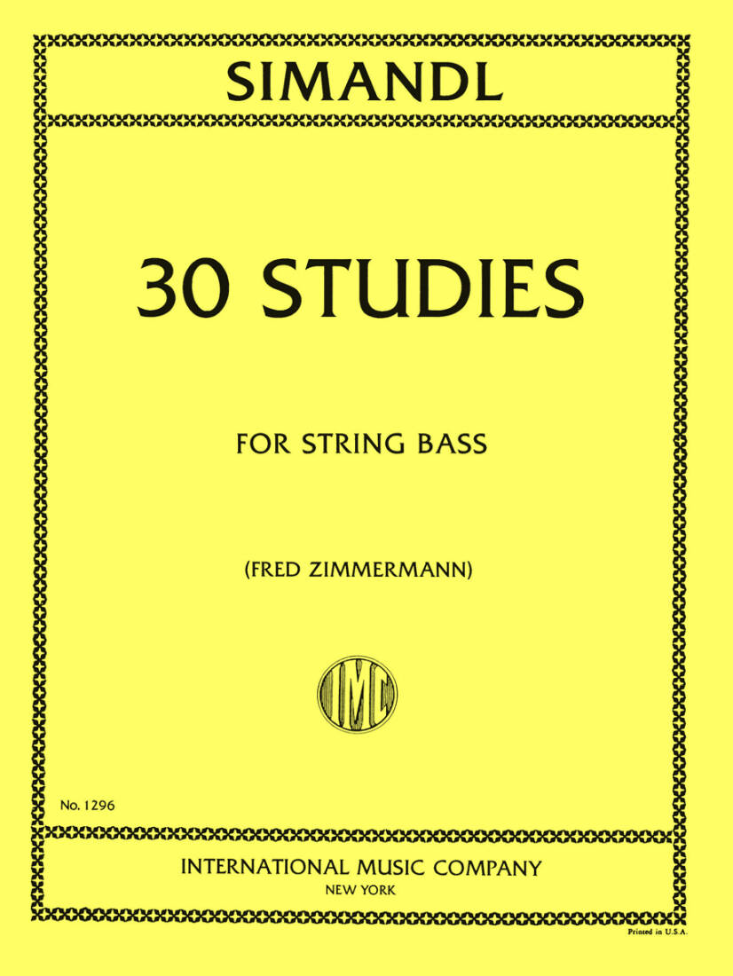 30 Studies for the Development of Tone - Simandl - String Bass - Book