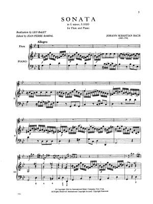 Sonata in G minor, S. 1020 - Bach/Rampal - Flute/Piano - Sheet Music