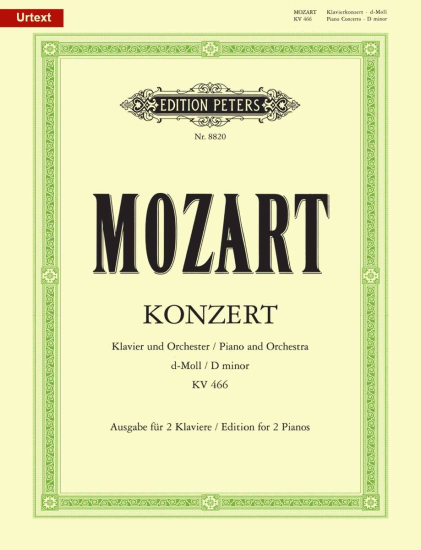 Piano Concerto No. 20 in D minor K466 (Edition for 2 Pianos) - Mozart/Wolff/Zacharias - 2 Pianos, 4 Hands - Book