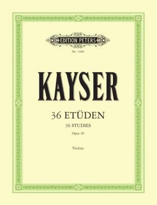 C.F. Peters Corporation - 36 Elementary and Progressive Studies Op. 20 - Kayser/Sitt - Violin - Book