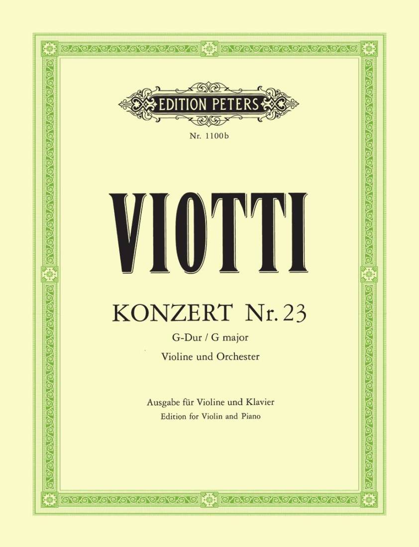 Concerto for Violin No. 23 in G Major - Viotti/Klengel - Violin/Piano - Sheet Music