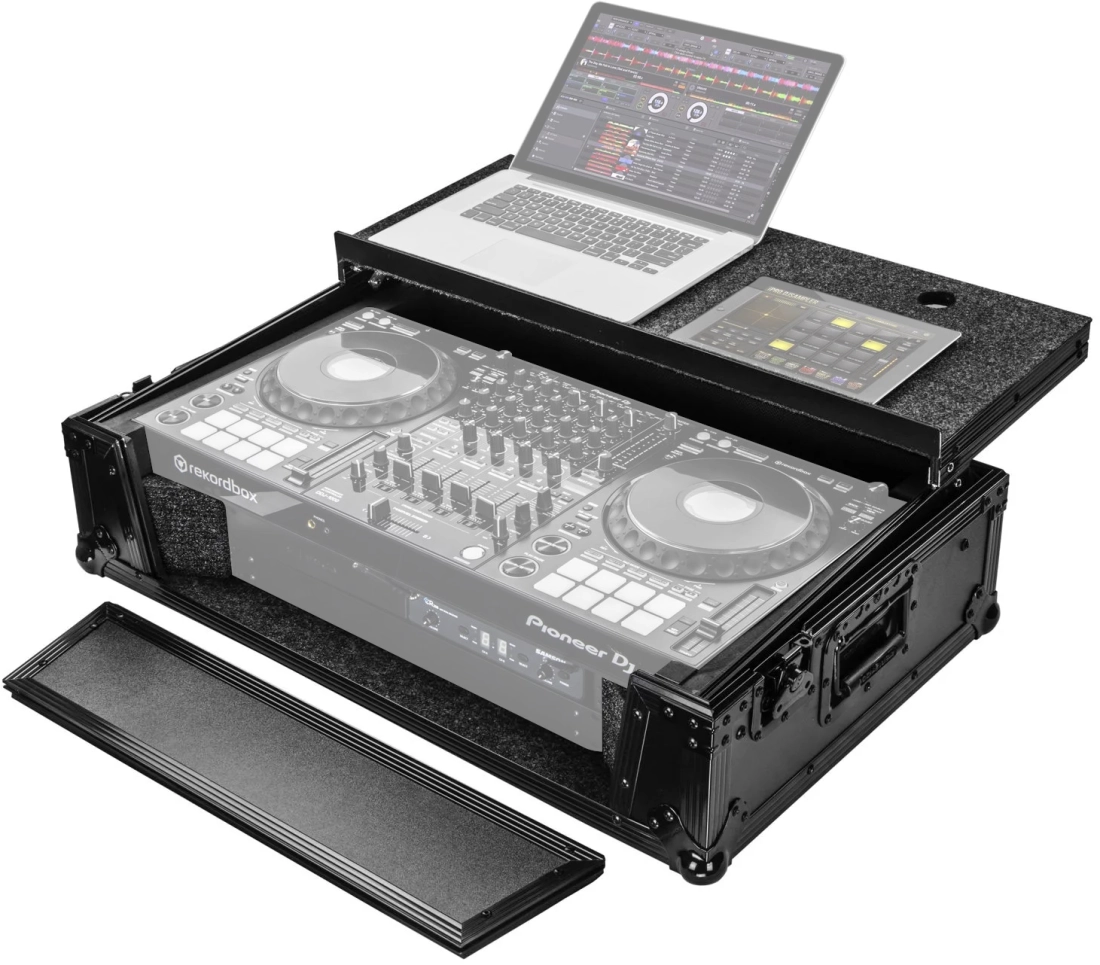 Black Label Case Pioneer DDJ-1000 / DDJ-1000SRT with Glide Platform and 2U Rack Space