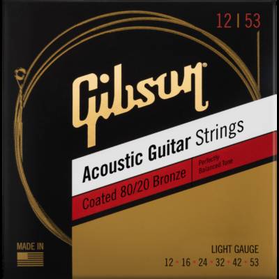 Gibson - Cordes acoustiques 80/20 en bronze enduit - Lger 12-53