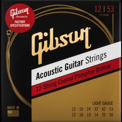 Gibson - Jeu de 12 cordes en bronze au phosphore avec revtement - Lger