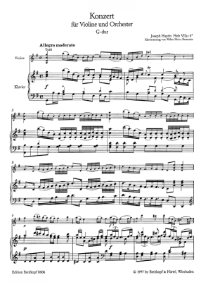 Violin Concerto in G major Hob VIIa:4* - Haydn/Bernstein/Zehetmair - Violin/Piano Reduction - Sheet Music