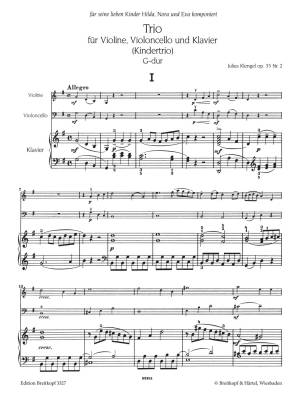 Children\'s Trio in G major, Op. 35 No. 2 - Klengel - Violin/Cello/Piano - Score/Parts