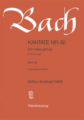 Breitkopf & Hartel - Cantata, BWV 82 Ich Habe Genug - Bach/Hellmann - Piano/Vocal (Soprano) Score - Book
