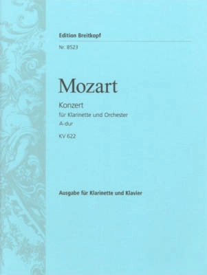 Breitkopf & Hartel - Clarinet Concerto in A major K. 622 - Mozart - Clarinet/Piano Reduction - Sheet Music