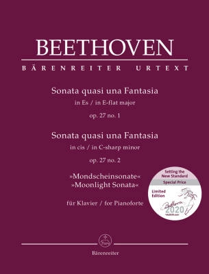 Baerenreiter Verlag - Sonata quasi una Fantasia for Pianoforte in E-flat major op. 27 no. 1 / Sonata quasi una Fantasia for Pianoforte in C-sharp minor op. 27 no. 2 Moonlight Sonata - Beethoven/Del Mar - Piano - Book