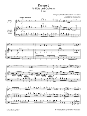 Concerto [No. 1] in G major K. 313 (285c) - Mozart/Wiese - Flute/Piano Reduction - Sheet Music