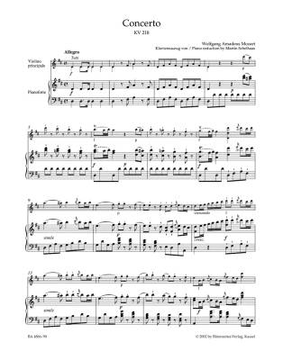 Concerto for Violin and Orchestra no. 4 in D major K. 218 - Mozart/Schelhaas - Violin/Piano Reduction - Sheet Music