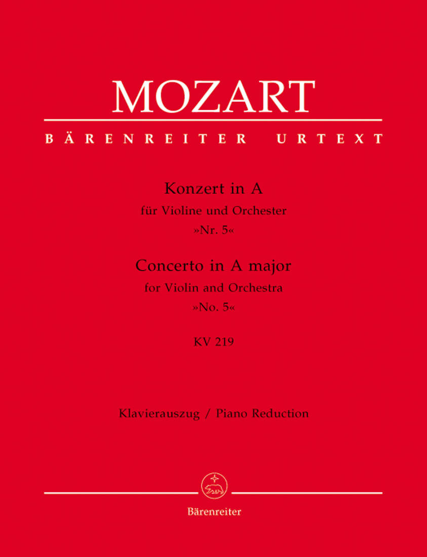Concerto no. 5 in A major K. 219 - Mozart/Mahling - Violin/Piano Reduction - Sheet Music