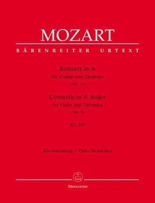 Baerenreiter Verlag - Concerto no. 5 in A major K. 219 - Mozart/Mahling - Violin/Piano Reduction - Sheet Music