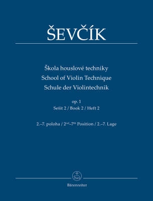 Baerenreiter Verlag - School of Violin Technique op. 1, Book 2, 2nd-7th Position - Sevcik/Foltyn - Violin - Book