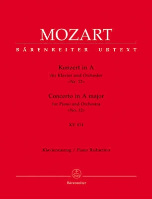 Baerenreiter Verlag - Concerto no. 12 in A major K. 414 - Mozart/Wolff - Solo Piano/Piano Reduction (2 Pianos, 4 Hands) - Book