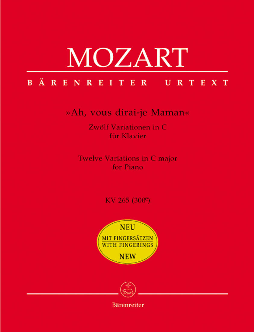 Twelve Variations in C Major on \'\'Ah, vous dirai-je Maman\'\' KV 265 (300e) - Mozart/Fischer/Kirschnereit - Piano - Book